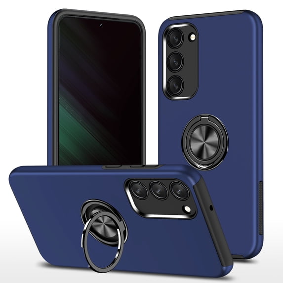 for Samsung Galaxy S22 Case, 360° Rotatable Ring Holder Kickstand Dual Layer Military-Grade Drop Tested Protection Support Car Holder Mount Magnetic Absorbing Bumper Phone Case, Blue