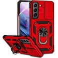 thumbnail image 1 of for Samsung Galaxy S22 Case with Camera Lens Cover HD Screen Protector, Dual Layer Military-Grade Drop Tested Magnetic Ring Holder Kickstand Protective Phone Case for Samsung Galaxy S22 5G (Red), 1 of 17