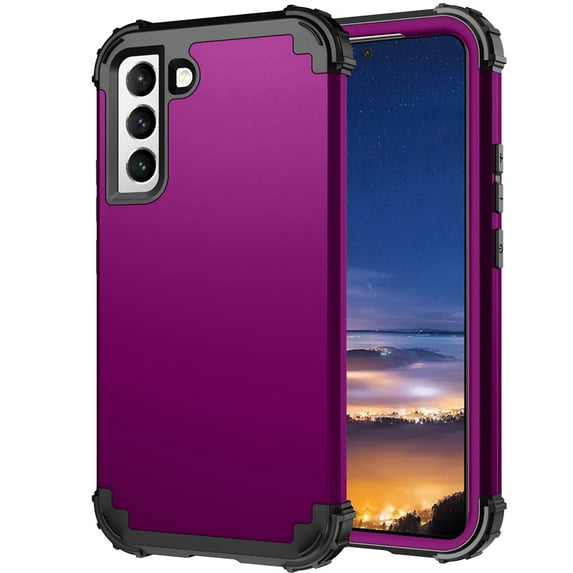Samsung Galaxy S22 Case, Dteck Heavy Hybrid Rugged Shockproof Case, Support Wireless Charging, 3 in 1 Full Protective Cover For Samsung Galaxy S22 5G 6.1 inch,Purple