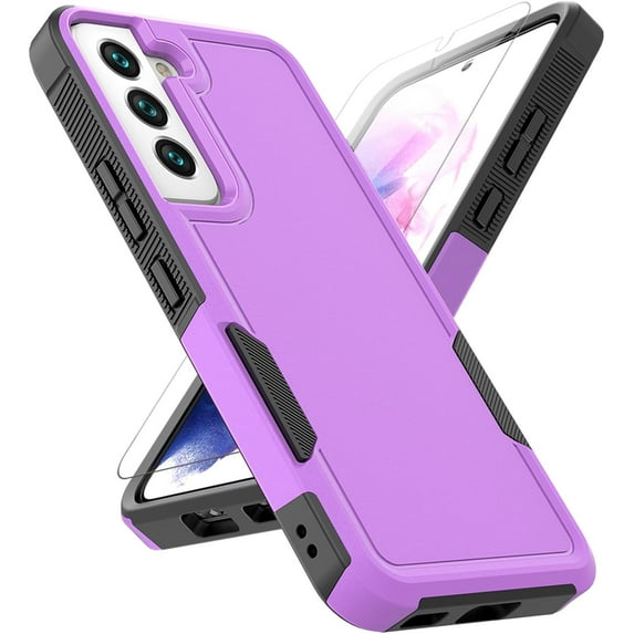 for Samsung Galaxy S22 Case: Dual Layer Protective Heavy Duty Cell Phone Cover Shockproof Rugged with Screen Protector - Military Protection Bumper Tough - Samsung Galaxy S22 5G 2022, 6.1 inch, Purple