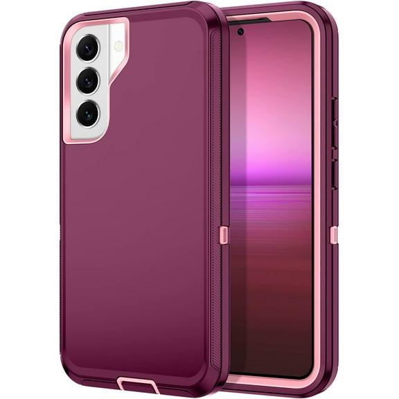Samsung Galaxy S22 Case, Galaxy S22 Case Shockproof Dust/Drop Proof 3-Layer Full Body Protection [Without Screen Protector] Rugged Heavy Duty Durable Cover Case  Galaxy S22,Purple/Pink