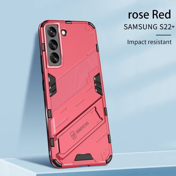 Samsung Galaxy S22+ Case with Invisible Stand, Galaxy S22 Plus Case, Dteck Hybrid Rugged Shockproof Armor Shield Hard Cover with Built-in Kickstand for Samsung Galaxy S22+/S22 Plus 6.6 inch 2022, Rose