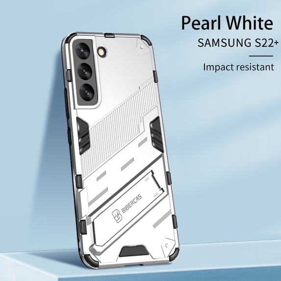 Samsung Galaxy S22+ Case with Invisible Stand, Galaxy S22 Plus Case, Dteck Hybrid Rugged Shockproof Armor Shield Hard Cover with Built-in Kickstand for Samsung Galaxy S22+/S22 Plus 6.6 in,Silver/White