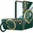 thumbnail image 1 of for Samsung Galaxy S22 Case with Magnetic Ring Holder [Compatible with Magsafe] [Built-in Camera Lens Protector] Glitter Electroplated Gold Sides Shockproof Case for Galaxy S22 Green, 1 of 11