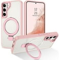 thumbnail image 1 of for Samsung Galaxy S22 Case Magnetic with Ring Stand [Compatible with Magsafe],Translucent Matte Back Full Body Protective Cover Slim Shockproof Kickstand Phone Case for Galaxy S22 6.1", Pink, 1 of 18