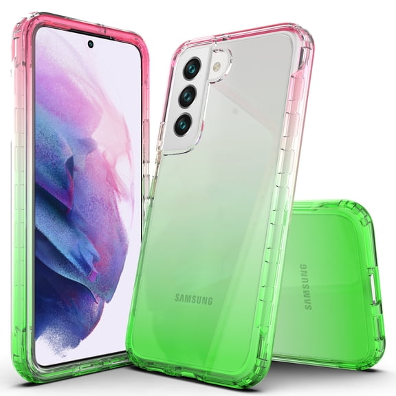 Samsung Galaxy S22 Case, Rosebono Hybrid Gradient Transparent Soft TPU Clear Skin Cover Case For Samsung Galaxy S22 (Red/Green)