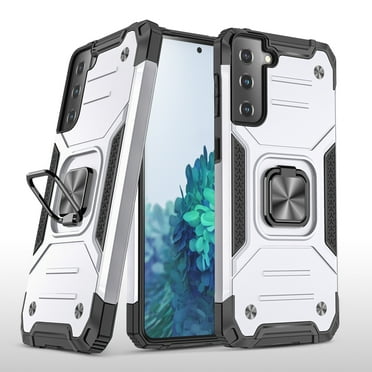 Samsung Galaxy S22 Case, Rosebono Hybrid Slim Colorful Armor Cover Case With Adjustable Integrated 360 Degree Rotating Ring Kickstand For Samsung Galaxy S22 (Silver)