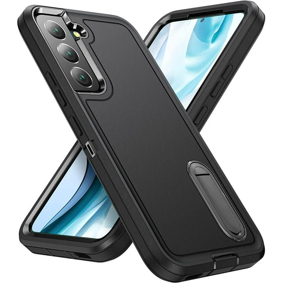 For Samsung Galaxy S22 Case, Samsung S22 Phone Case with Built in Kickstand, Shockproof/Dustproof/Drop Proof Military Grade Protective Cover for Galaxy S22 5G 6.1 inch (Black)