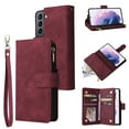 thumbnail image 1 of for Samsung Galaxy S22 Case Wallet with Card Slots, Premium Soft PU Leather Zipper Folio Flip with Wrist Strap Kickstand Protective Phone Cover for S22 Handbag Wallet Case, Winered, 1 of 8