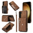 thumbnail image 1 of for Samsung Galaxy S22 Case Wallet for Men Women, Removable Adjustable Shoulder Strap & Lanyard Flip PU Leather Slim Back Zipper Purse Magnetic Clasp Case with Card Slot Holder Stand - Brown, 1 of 10
