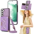 thumbnail image 1 of for Samsung Galaxy S22 Crossbody Wallet Case for Women, Bling Glitter PU Leather Phone Case with RFID Blocking Card Holder Cover for Samsung Galaxy S22 SZ Purple, 1 of 18