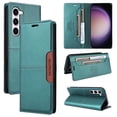 thumbnail image 1 of For Samsung Galaxy S22 Flip Wallet Case,[RFID Blocking]PU Leather Magnetic Folio Cover,With Card Slots,Flip Folding Kickstand,Shockproof TPU Anti-fall Rugged Phone Case Cover,Green, 1 of 9