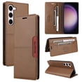 thumbnail image 1 of For Samsung Galaxy S22 Flip Wallet Case,[RFID Blocking]PU Leather Magnetic Folio Cover,With Card Slots,Flip Folding Kickstand,Shockproof TPU Anti-fall Rugged Phone Case Cover,Brown, 1 of 9