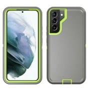 Samsung Galaxy S22 Heavy Duty Defender Rugged Belt Clip Holster Case with Clip - Gray/Green