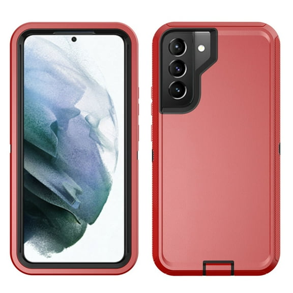 Samsung Galaxy S22 Heavy Duty Defender Rugged Belt Clip Holster Case with Clip - Red/Black