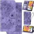 thumbnail image 1 of for Samsung Galaxy S22 Leather Phone Case, Oil Painting Style Cherry Blossoms Cartoon Cat Plants Floral Folio Flip Cover, Card Holder Cash Slot, Magnetic Flower Buckle, 1 of 7