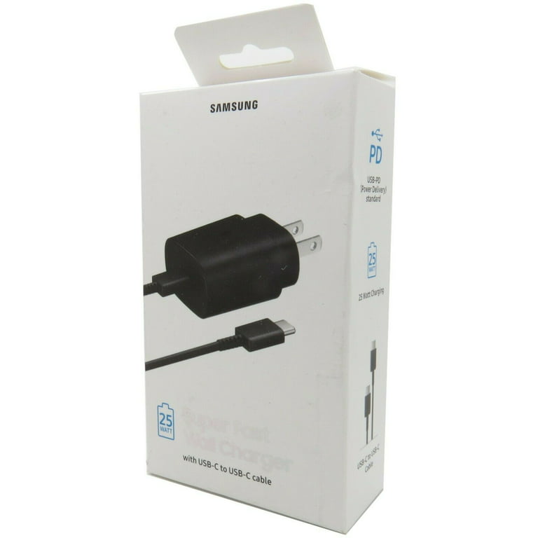 Samsung Galaxy S22+ Original 25W USB-C Super Fast Charging Wall Charger - Black (US Version with Warranty) - in Retail Packaging