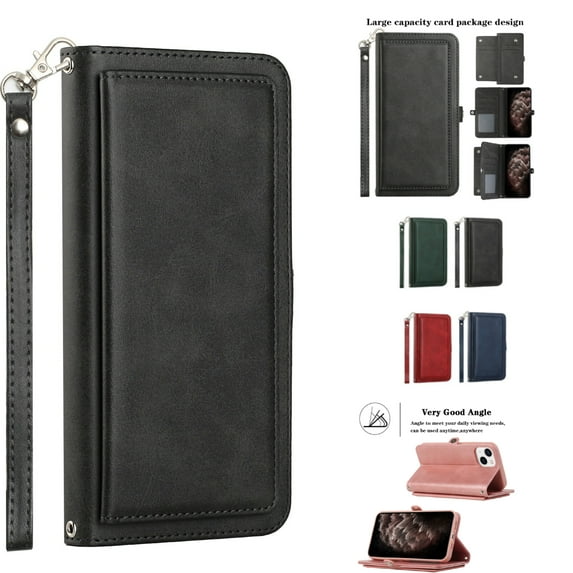 Samsung Galaxy S22 Phone Case, Strong Protective Kickstand Wallet Compartments Multi-Function for Samsung Galaxy S22 Phone Case Black