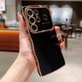 thumbnail image 1 of For Samsung Galaxy S22 Phone Case,Wavy Frame Designing,Love Heart Pattern,Luxury Plating Shockproof Anti-fall Soft TPU Ultra Slim Thin Fit Cute Electroplated Phone Case Cover,Black, 1 of 8
