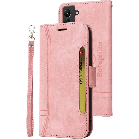 Samsung Galaxy S22+ Plus 5G Wallet Case,PU Leather Folio Kickstand Card Slots Cover for Galaxy S22+ Plus 5G,Book Folding Flip Case,Protective Cover for Samsung Galaxy S22+ Plus 5G,Pink