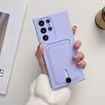 thumbnail image 1 of for Samsung Galaxy S22 Plus Case with Card Holder Cover Microfiber Inner Lining Liquid Silicone Credit Card ID Slot Slim Soft TPU Rubber Shockproof Protective Wallet Phone Case, Purple, 1 of 7
