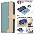 thumbnail image 1 of for Samsung Galaxy S22 Plus Case, Color Blocking Design PU Leather [RFID Blocking] Wallet Case, Card Slots Flip Kickstand Full Body Protective Purse Phone Cover for Samsung Galaxy S22 Plus, Green, 1 of 8