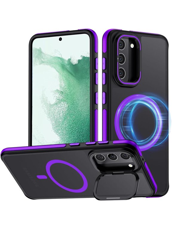 for Samsung Galaxy S22 Plus Case, Compatible with MagSafe, Anty-Slip Grip,Military-Grade Protective, Adjustable Kickstand Phone Case, Magnetic Case (Purple)