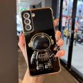 thumbnail image 1 of for Samsung Galaxy S22 Plus Case Cute 6D Astronaut Case with Stand Function Luxury Plating Case Cover Slim Fit Soft TPU Shockproof Bumper Protective Electroplated Case for Girls Boys,Black, 1 of 13