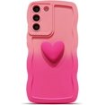 thumbnail image 1 of for Samsung Galaxy S22+ Plus Case, Cute Kawaii 3D Love Heart Gradient Color Curly Wave Frame Camera Lens Cover Shockproof Soft Silicone S22 Plus Phone Case 6.6" for Women (Hot Pink), 1 of 6