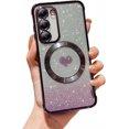 thumbnail image 1 of for Samsung Galaxy S22 Plus Case Glitter, [Strong Magesafe Metal Plate][Full Protection Camera Lens Protected] Bling Shiny Luxury Chrome Plated (Purple), 1 of 12