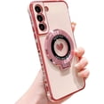 thumbnail image 1 of for Samsung Galaxy S22 Plus Case with Magnetic Ring Stand [Compatible with MagSafe] Cute Love Heart Luxury Electroplate Plating Silicone Shockproof Cover for Galaxy S22 Plus 6.6" (Pink), 1 of 11