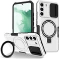 thumbnail image 1 of for Samsung Galaxy S22 Plus Case Magnetic with Stand Black Fits Wireless Charger, Phone Case Samsung S22 Plus Case with Camera Lens Protector Cover Shockproof Anti-Slip (White), 1 of 18