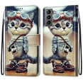 thumbnail image 1 of For Samsung Galaxy S22 Plus Case, Mantto Magnetic PU Leather Phone Case With Hand Rope Strap Cute Pattern Painted Flip Credit/ ID Card Wallet Slots Stand, Cat, 1 of 8
