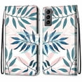 thumbnail image 1 of For Samsung Galaxy S22 Plus Case, Mantto Magnetic PU Leather Phone Case With Hand Rope Strap Cute Pattern Painted Flip Credit/ ID Card Wallet Slots Stand, Leaf, 1 of 8