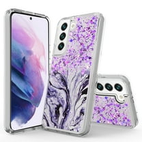Samsung Galaxy S22 Plus Case, Rosebono Hybrid Bling Glitter Sparkle Epoxy Graphic Marble Colorful Silicone Skin Cover Armor Case for Samsung Galaxy S22 Plus (Purple)
