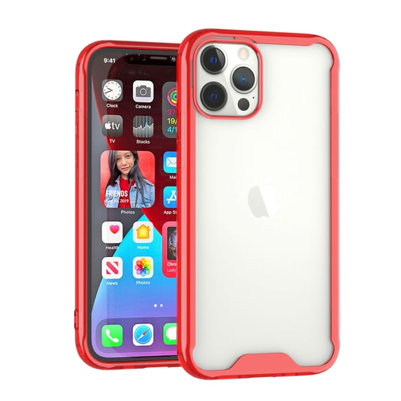 For Samsung Galaxy S22 Plus Colored Shockproof Transparent Hard PC + Rubber TPU Hybrid Bumper Shell Slim Protective Cover ,Xpm Phone Case [Clear / Red]