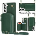 thumbnail image 1 of Samsung Galaxy S22 Plus Crossbody Wallet Case, Zipper Pocket Phone Case Cross Body Strap with RFID Blocking Carring Bag Credit Card Premium Leather For Samsung Galaxy S22 Plus, Darkgreen, 1 of 10