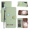 thumbnail image 1 of for Samsung Galaxy S22 Plus Lovely Cartoon Pattern Wallet Flip PU Leather Case, with Wrist Strap / Credit Card Slots / Photo Slot / Cash Pocket Kickstand Cute Phone Cover for Galaxy S22 Plus, Green, 1 of 8