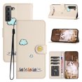thumbnail image 1 of for Samsung Galaxy S22 Plus Lovely Cartoon Pattern Wallet Flip PU Leather Case, with Wrist Strap / Credit Card Slots / Photo Slot / Cash Pocket Kickstand Cute Phone Cover for Galaxy S22 Plus, Beige, 1 of 8