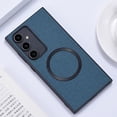 thumbnail image 1 of For Samsung Galaxy S22 Plus Matte Case [Compatible with Magsafe] Soft TPU Bumper + PU Leather Cloth Textured Back Ultra-Thin Business Shockproof Soft Drop Protective Case,Darkblue, 1 of 8