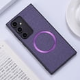 thumbnail image 1 of For Samsung Galaxy S22 Plus Matte Case [Compatible with Magsafe] Soft TPU Bumper + PU Leather Cloth Textured Back Ultra-Thin Business Shockproof Soft Drop Protective Case,Purple, 1 of 8