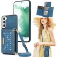 thumbnail image 1 of for Samsung Galaxy S22 Plus (Not S22) Crossbody Wallet Case for Women, Bling Glitter PU Leather Phone Case with RFID Blocking Card Holder Cover for Samsung Galaxy S22 Plus SZ Blue, 1 of 18
