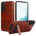 thumbnail image 1 of for Samsung Galaxy S22 Plus PU Leather Back Case, Built-in Invisible Stand [Compatible with Magsafe] Protective Slim Kickstand Anti-fall Phone Cover Compatible with Samsung Galaxy S22 Plus, Brown, 1 of 8