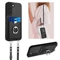 thumbnail image 1 of for Samsung Galaxy S22 Plus PU Leather Phone Case Cover, Classic Shoulder Strap Card Slots Shockproof Protective Ring Bracket Anti-scratch Ultra Slim Back Case for Samsung Galaxy S22 Plus - Black, 1 of 8
