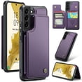 thumbnail image 1 of for Samsung Galaxy S22 Plus Premium PU Leather Back Case, Multiple Card Slots Design, Double Magnetic Clasp Study Kickstand RFID Blocking Classic Phone Cover for Samsung Galaxy S22 Plus, Purple, 1 of 9