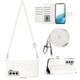 thumbnail image 1 of for Samsung Galaxy S22 Plus Wallet Case, Elegant Card Holder Cash Slot PU Leather Kickstand Shoulder Strap Shockproof Protective Flip Women Girls Case Cover for Samsung Galaxy S22 Plus, White, 1 of 6