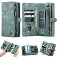 thumbnail image 1 of For Samsung Galaxy S22 Plus Wallet Case,Multi-Functional Retro Leather Purse Flip Cover Zipper Wallet Case with Removable Card Slots Pocket & Detachable Wrist Strap Magnetic Phone Case, Green, 1 of 11