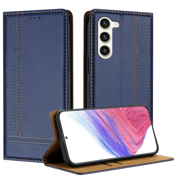 for Samsung Galaxy S22 Plus Wallet Case with RFID Blocking Credit Card Slots, Luxury PU Leather Purse Cover with Flip Kickstand Shockproof Protective Phone Case for Galaxy S22 Plus Case, Blue