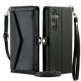 thumbnail image 1 of For Samsung Galaxy S22 Plus Wallet Case, RFID Blocking Crossybody Shoulder Strap Hand Wrist Flip Cover Carsd Holder Snap Closure Protective Phone Case for Samsung Galaxy S22 Plus, Black, 1 of 7