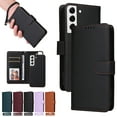 thumbnail image 1 of for Samsung Galaxy S22 Removable Wallet Case, Premium PU Leather Flip Cover with [RFID Blocking][ Detachable Card Holder][Stand Function][Wrist Strap] Shockproof Protectove Phone Cover,Black, 1 of 10